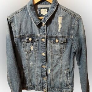 WAX JEAN Basic Denim Distressed Jean Jacket Size Small